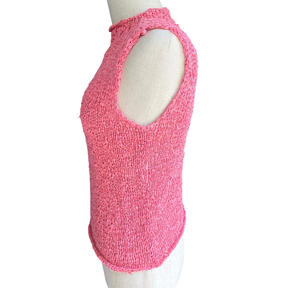 Vintage Mary Jane Marcasiano Silk Ribbon‎ Knit Tank Top Small Pink Mock 90s Y2K - Picture 2 of 7